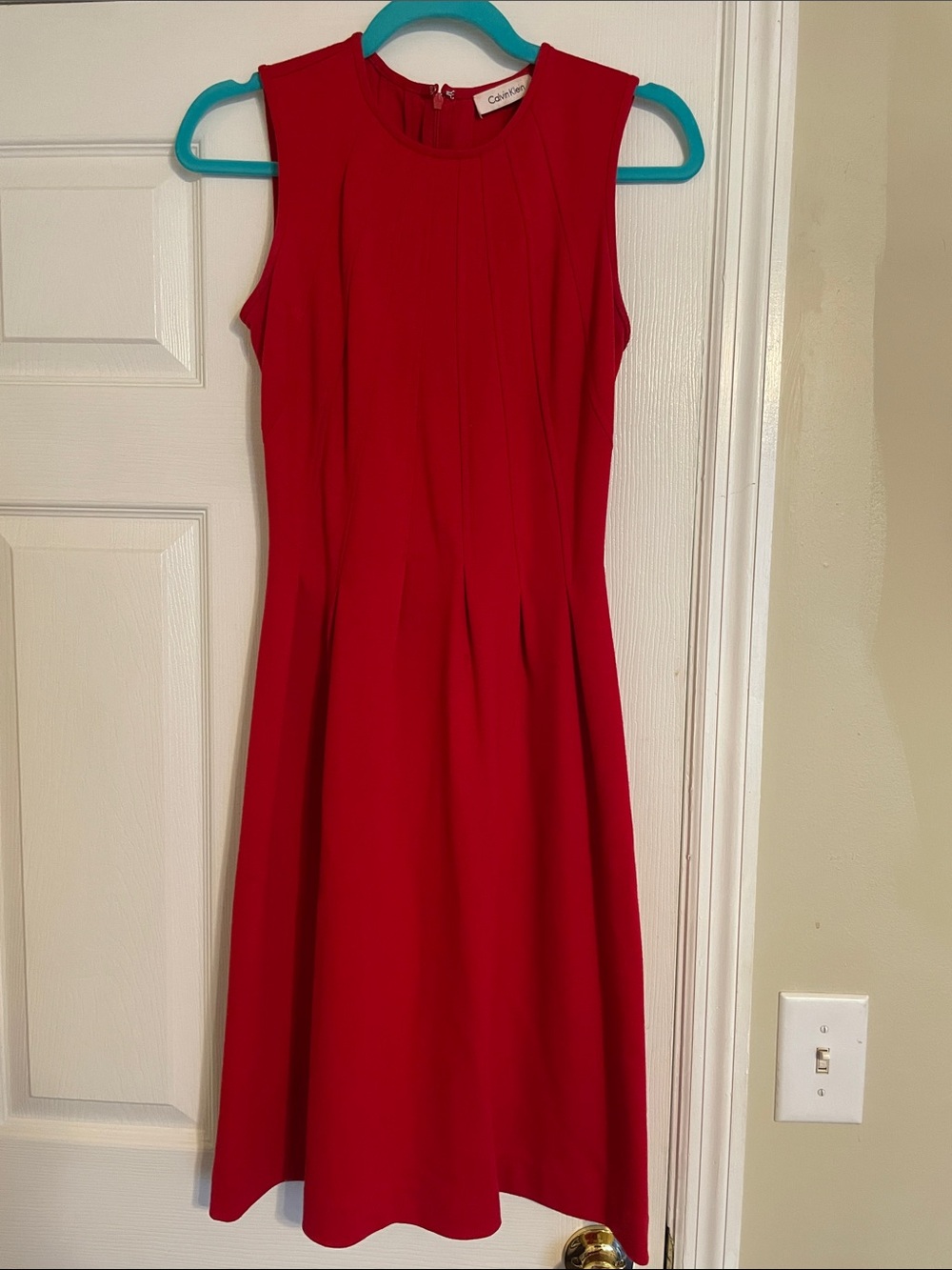 Calvin Klein Crimson Sleeveless Fit-and-Flare Dress